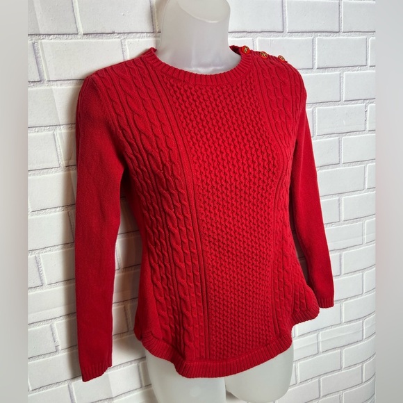 CHARTER CLUB Red Cable Knit Sweater with Button Detail/size PP - Picture 3 of 7